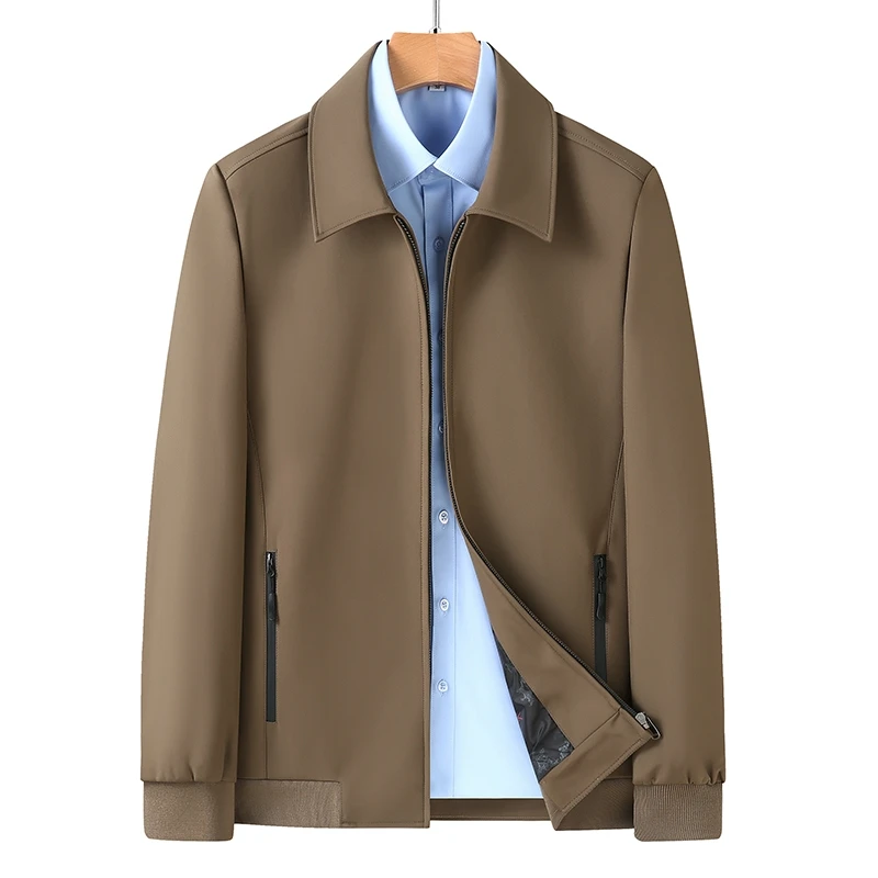 

New Middle-aged and Old Dad Outfit British Style Solid Color Work Everything Fashion Casual Executive Zipper Lapel Jacket
