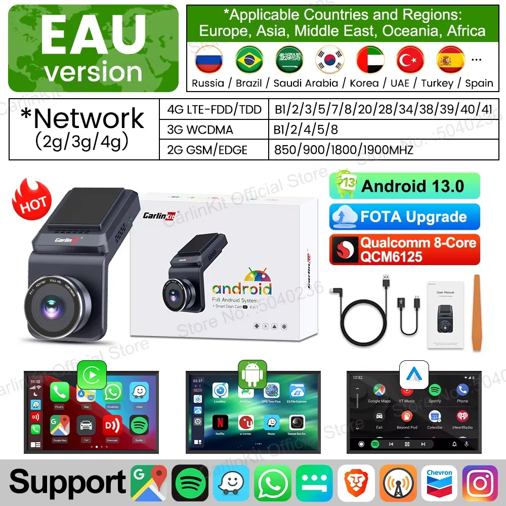 CarlinKit Android 13 CarPlay Ai Box Qualcomm 8-Cores 128GB Voor Netflix Play Store GPS Draadloze Android Auto Smart CarPlay Ai Box