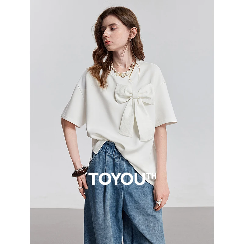 

TOYOUTH Women Short Sleeve T shirt 2025 Spring New Tops 8521012