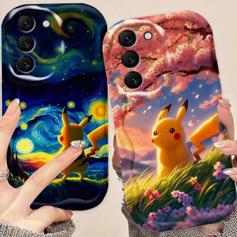 P-Pokes M-Mons Cute Cartoon For Samsung S24 S23 S21 S20 Ultra Plus FE A73 A72 A71 A51 A31 A05S A05 A04 5G Wave Oil Funda