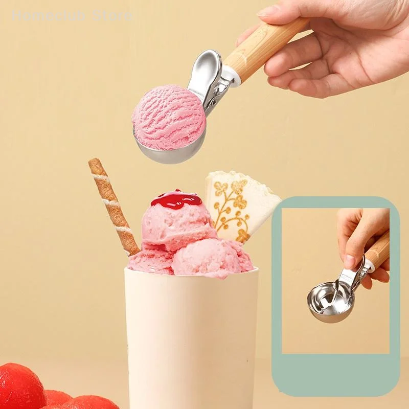 

1Pc Ice Cream Scoop Stainless Steel Long Handle Spoon Multifunctional Fruit Scooper Kitchen Supplies