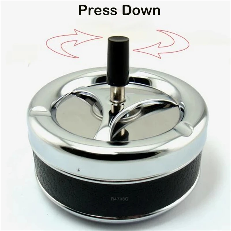 منفضة سجائر مستديرة مقاومة للرياح، منفضة سجائر معدنية دوارة مع مجموعة شريط منفضة سجائر دخان تدخين السيجار #3