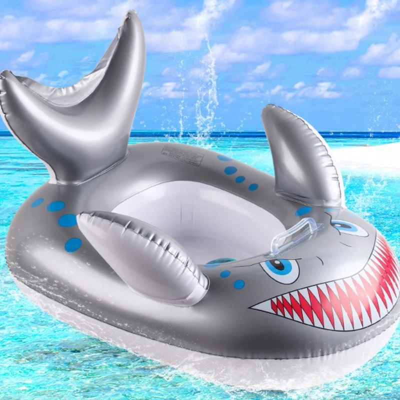 Shark Baby Swim Seat Ring | Toddler Floater with Safety Handles & Non-Slip Base | Inflatable Pool Floatie for Kids 1-4 Years