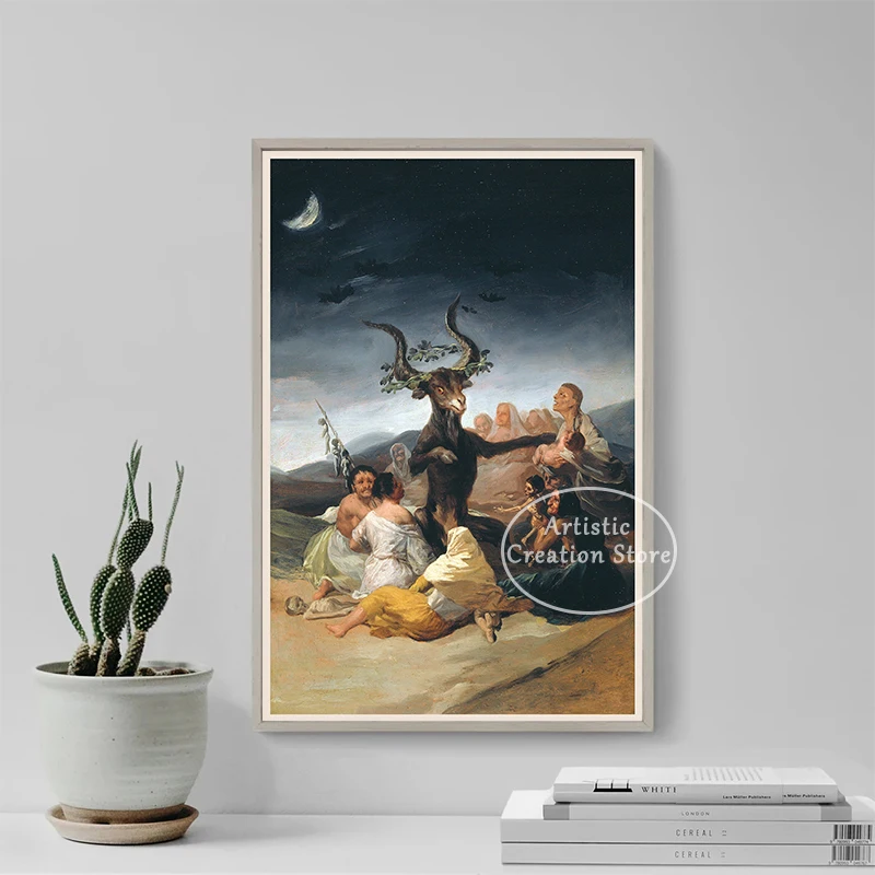 Witches Sabbath By Francisco De Goya The Colossus Canvas Painting Prints Posters Classical Portrait Wall Art Pictures Room Decor