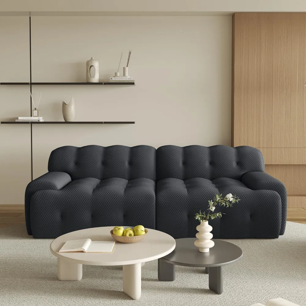 

86.6inch Modular Sectional Couch,Oversized Loveseat Sofa, 3D Mesh Fabric Comfy Cloud Sofa Couches, Curved Couch for Living Room