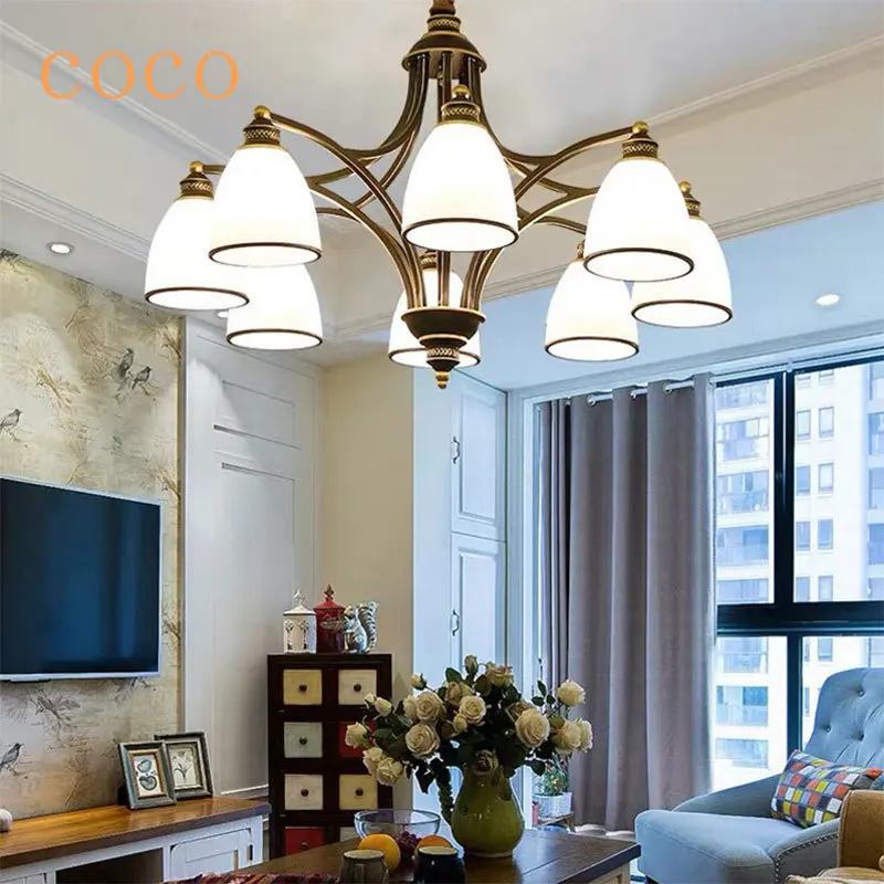 Northern Europe Retro LED Chandelier for coffee shop Living Room Bedroom Study Dining Room Ceiling Chandelier Indoor Lighting