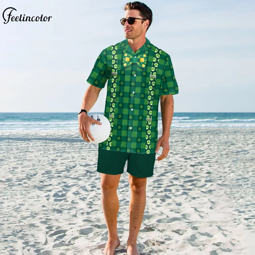 Men Shamrock Print Polo Shirt St. Patrick's Day Shirt Irish Green Party Tops Short Sleeve Tee Top Casual Irish Festival Clothing