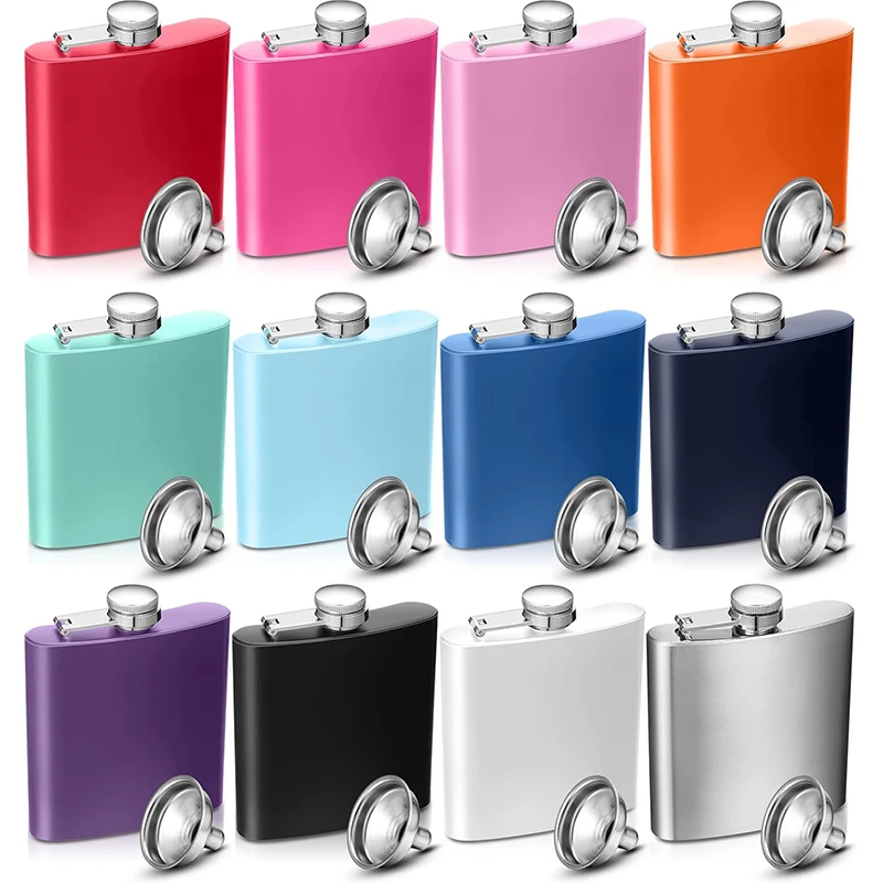 Matraz de cadera de acero inoxidable de 6 oz con embudo, matraz de cadera a prueba de fugas para Alcohol, licor a granel, matraz de whisky para fiesta de boda YY208