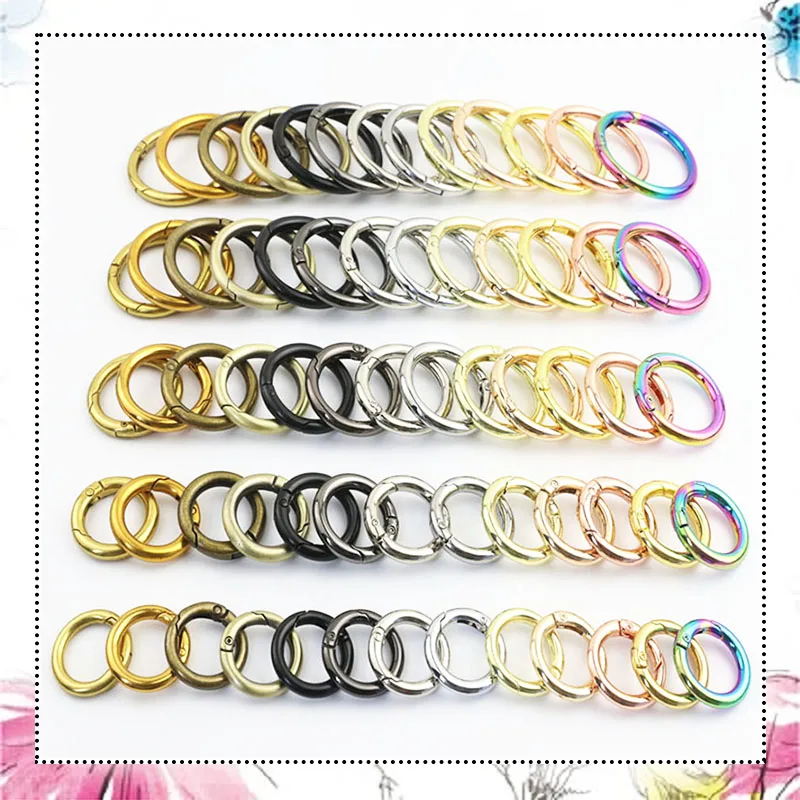 50Pcs 16-38mm Metal Spring Gate O Ring Openable Keyring Bag Belt Strap Chain Buckles Snap Clasp Clip Trigger Leather Craft