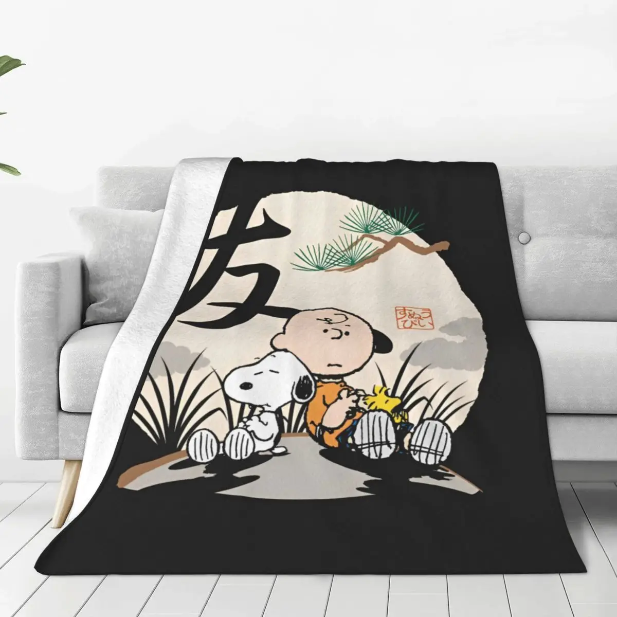 Snoopy And Friend Blanket Warm Funny Plush Throw Blanket For Girls Boys Couch Chair Sofa Bed Flannel Bedspread Bed Cover