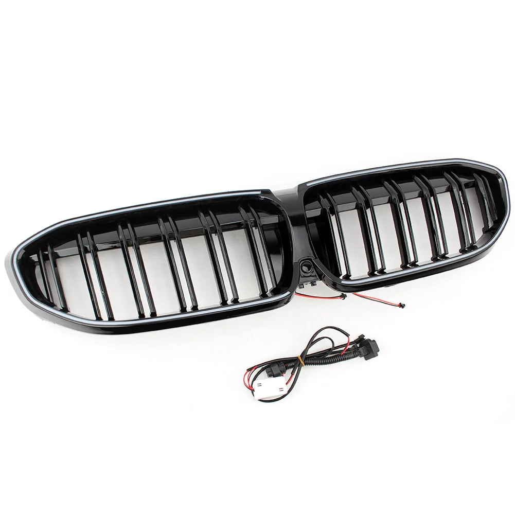 Double Line Front Racing Upper LED Grilles For BMW G20 G28 3 Series 320i 325i 330i M340i 325Li xDrive M LCI Grille 2019-2022