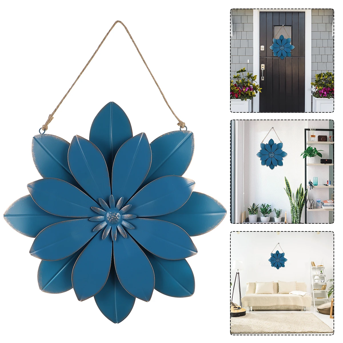 

Metal Wall Decor Rustic Iron Flower Sculpture Hanging Garden Art Home Office Bedroom Decoration Yard Fence Sign