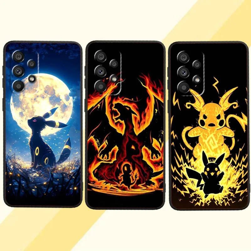 

P-Pokemon P-Pikachu Cartoon For Samsung A73 A72 A71 A55 A54 A53 A52 A51 A13 A22 A16 A15 A12 A14 A05 A06 5G Black Phone Case