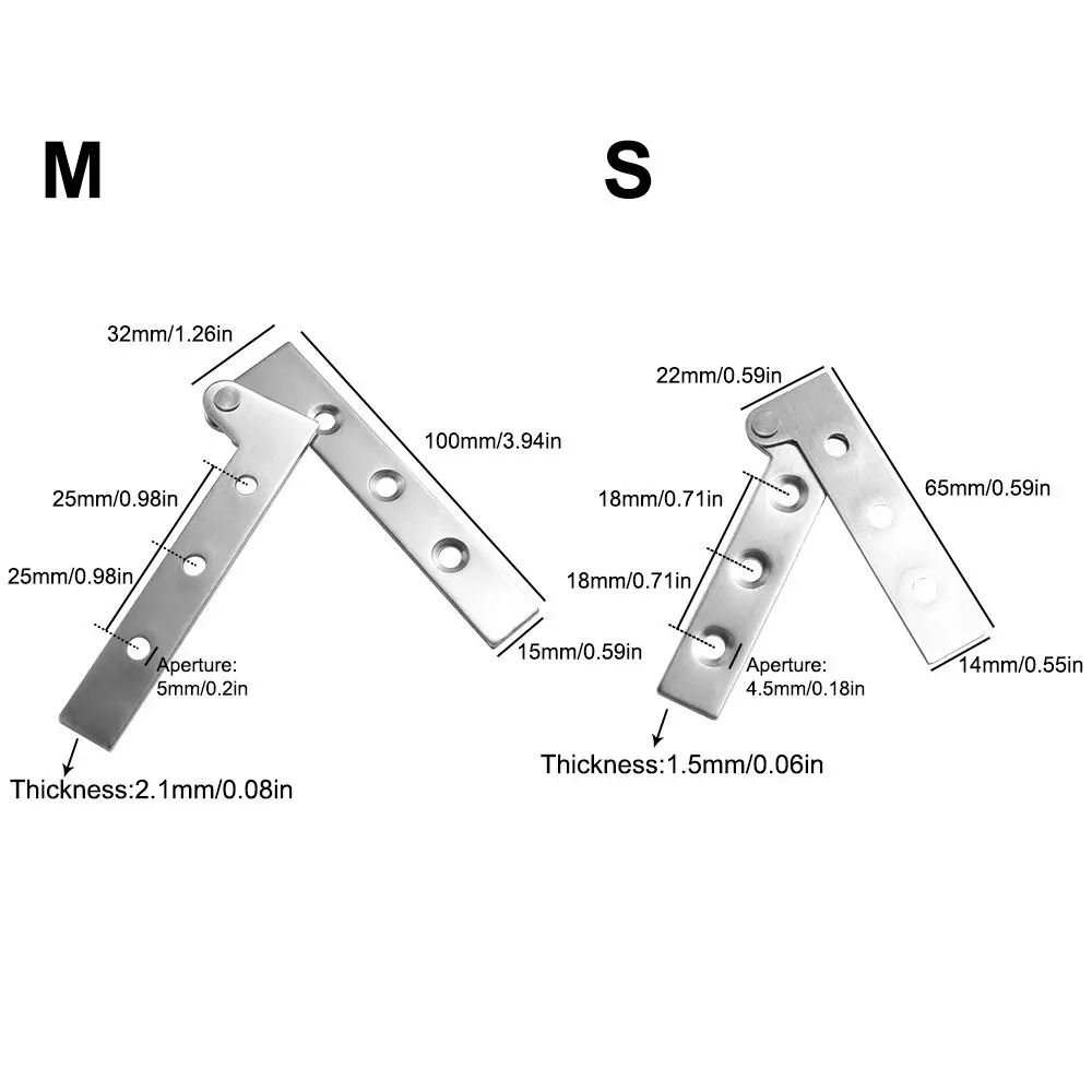 2PCS Chicken beak Hidden Hinges Seven-word Inset Invisible Door Pivot Hinge 360 Degree Rotating Stainless Steel