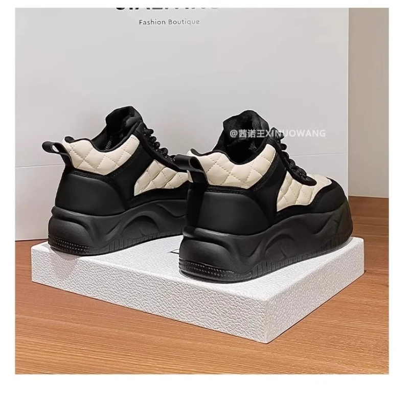 Women Fashion Sneakers PU Leather Outdoor Walking Shoes Breathable Casual Sports Running Shoes Female Lace Up Training Shoes