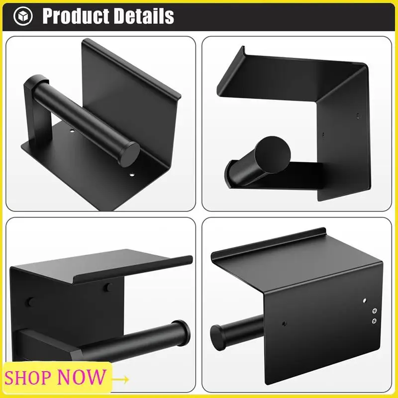 Especial Toilet Paper Holder With Phone Shelf, Adhesive Or Screw Wall Mount Toilet Tissue Roll Holder, Bathroom Storage Dispense