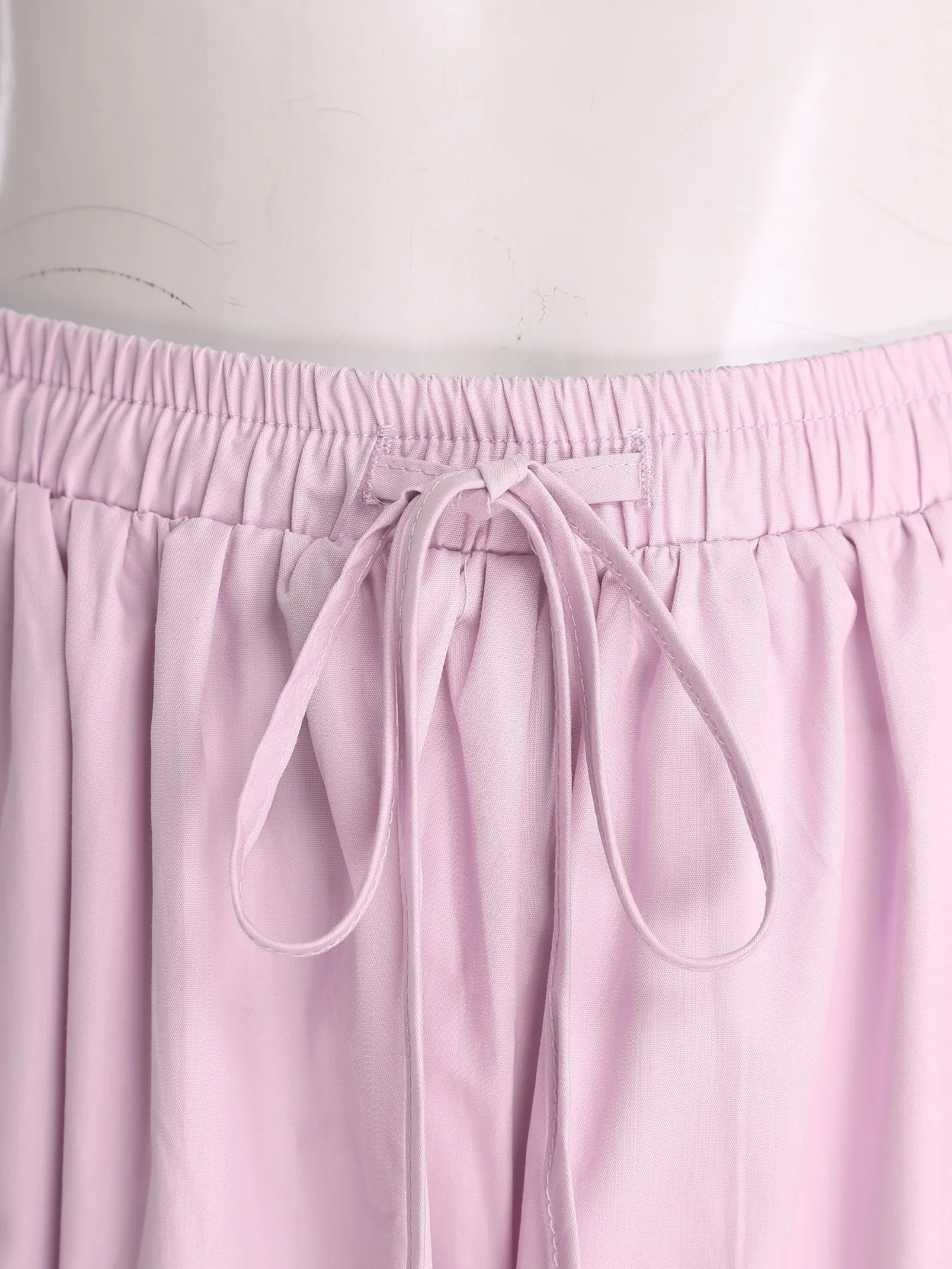 Women Casual Soft Lantern Pants Elastic Waistband and Leg Openings Pockets Loose Palazzo Long Pants for Daily Outing Weekend