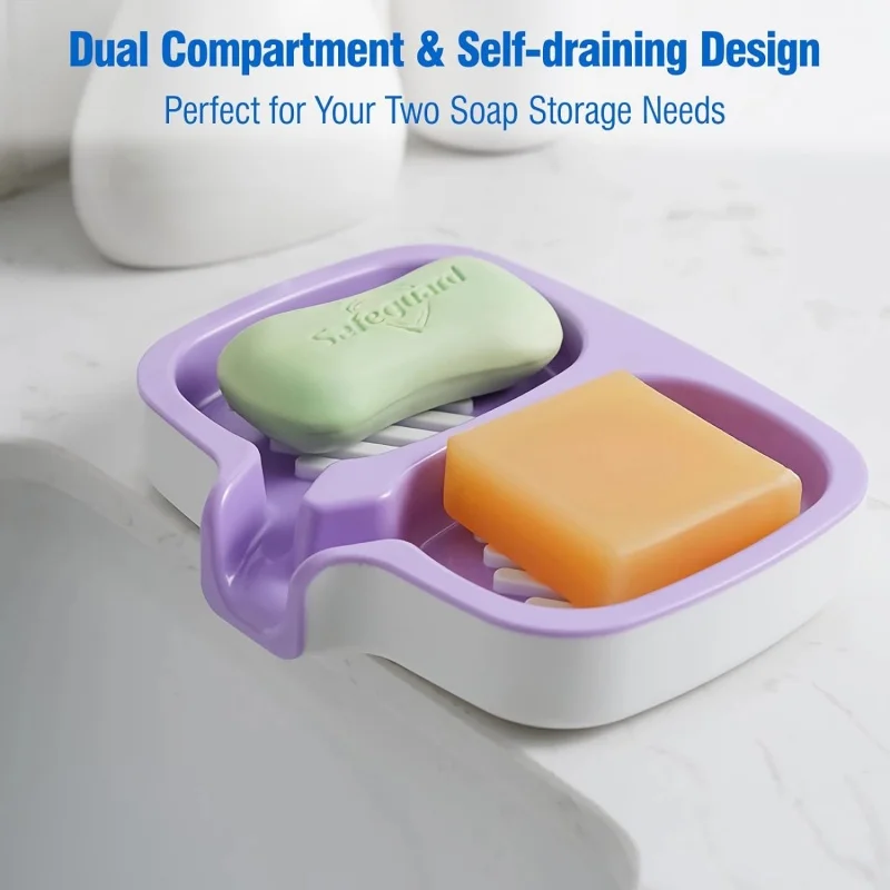 Double-Layer Soap Dish with Drainage Spout Laundry Soap Storage Box Bathroom & Kitchen Storage Container view 4