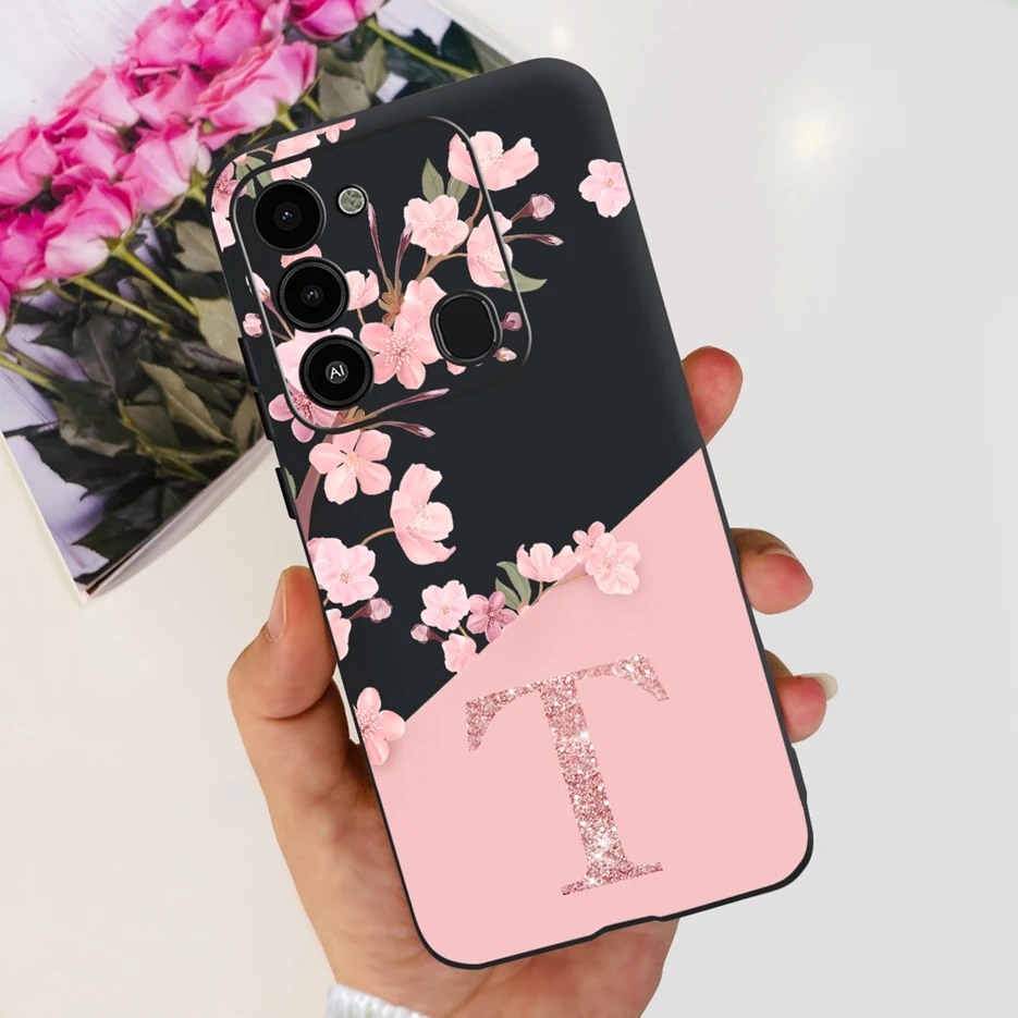 For Tecno Spark Go 2022 Case KG5 KG5h Luxury Letters Cover Soft Silicone Phone Case For Tecno Spark 8C Spark8C KG5K Fundas Coque