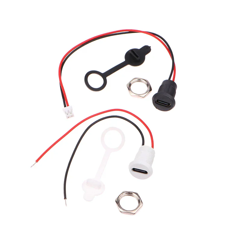 USB-C 2P High Current Charging Socket Nut Snap Lock Plate USB TYPE-C Female Type C Waterproof Female Connector JacK