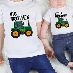 Big Brother Little Brother Family Matching Kids Clothes Short Sleeve T Shirt Baby Bodysuits Sibling T-Shirt and Newborn Playsuit