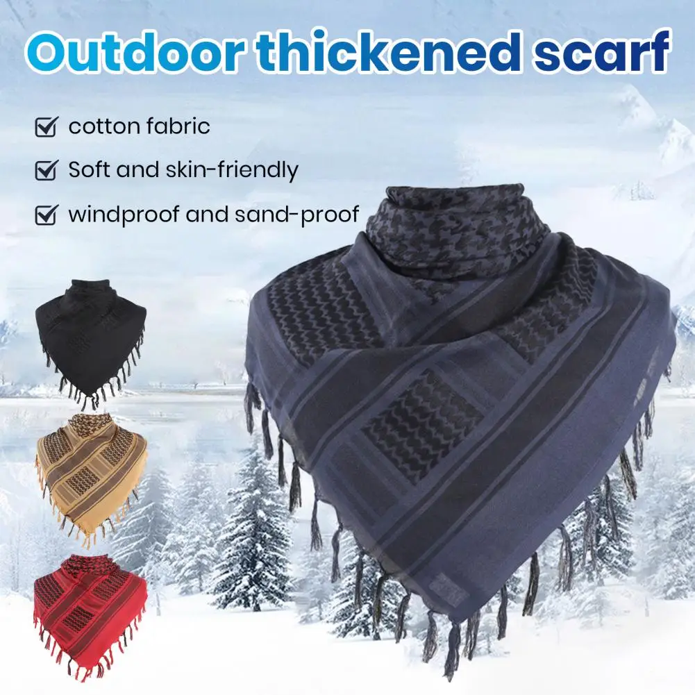 Women Scarf with tassels Thickened Palestine Keffiyeh Wide Tassel Vintage Unisex Soft Arab Desert Shemagh KeffIyeh Scarf Wrap
