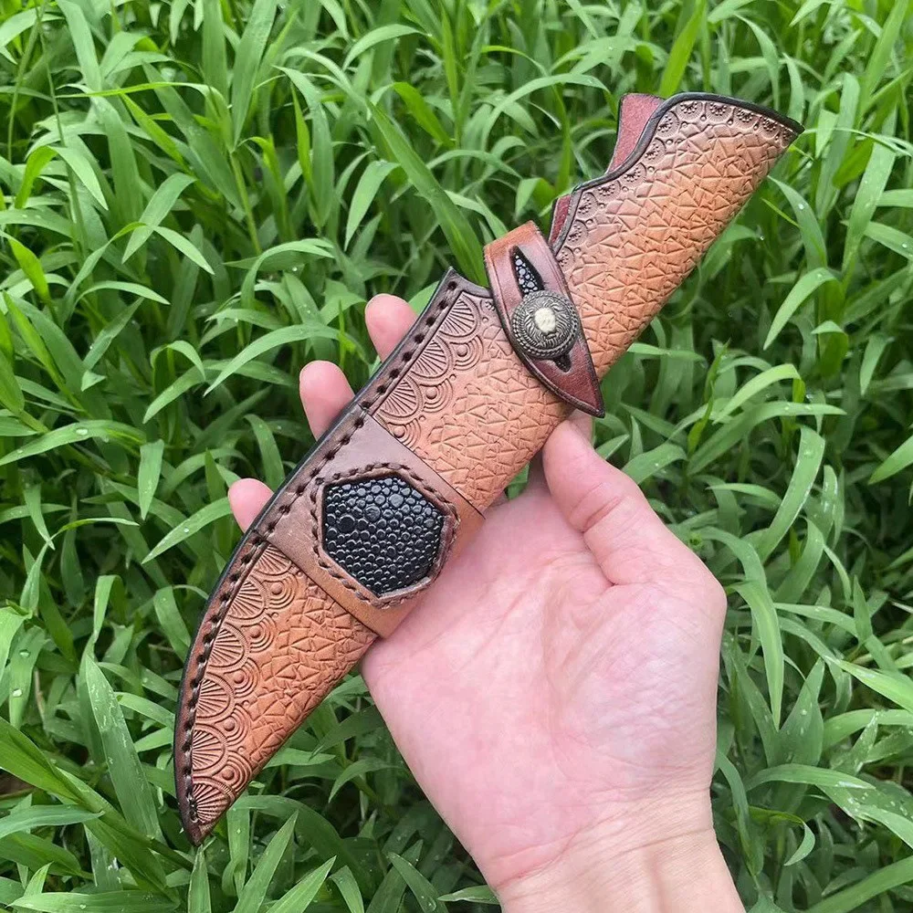 28.2cm Hunting Knife Leather Case High Quality Cowhide Leather Sheath Outdoor Camping Carrying Knife Holsters Gift For Men