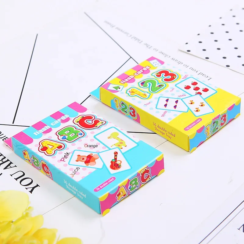 Number Alphabet Fun Flash Cards Kindergarten ABC Uppercase Lowercase English Letters Spelling Kids Learning Educational Toy