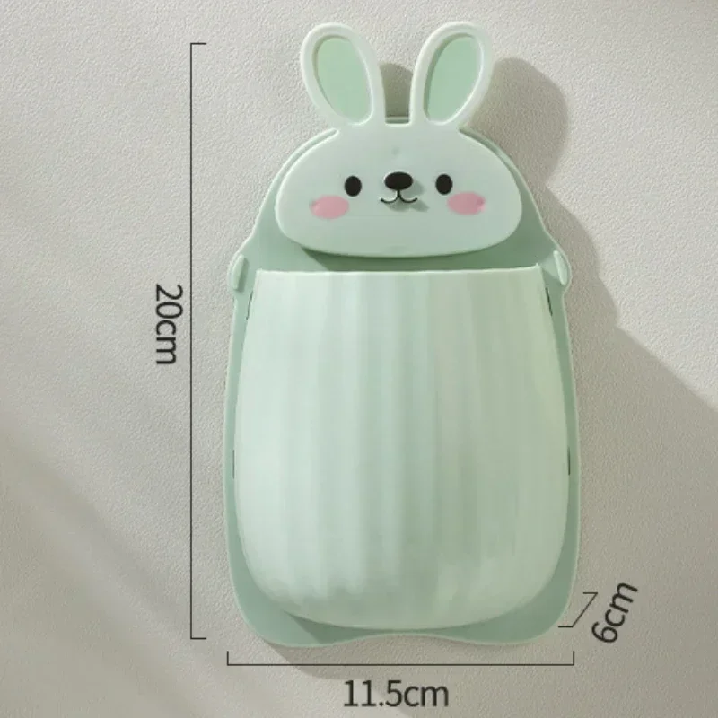 Cute Rabbit Wall Hanging Storage Rack Punch-free Wall-mounted Mobile Phone Remote Control Bathroom Storage Box Makeup Organizer