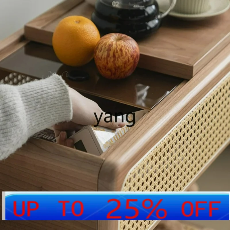 

LMM Solid Wood Living Room Trolley Side Table Movable Universal Wheel with Wheels Snack Tea Multifunctional