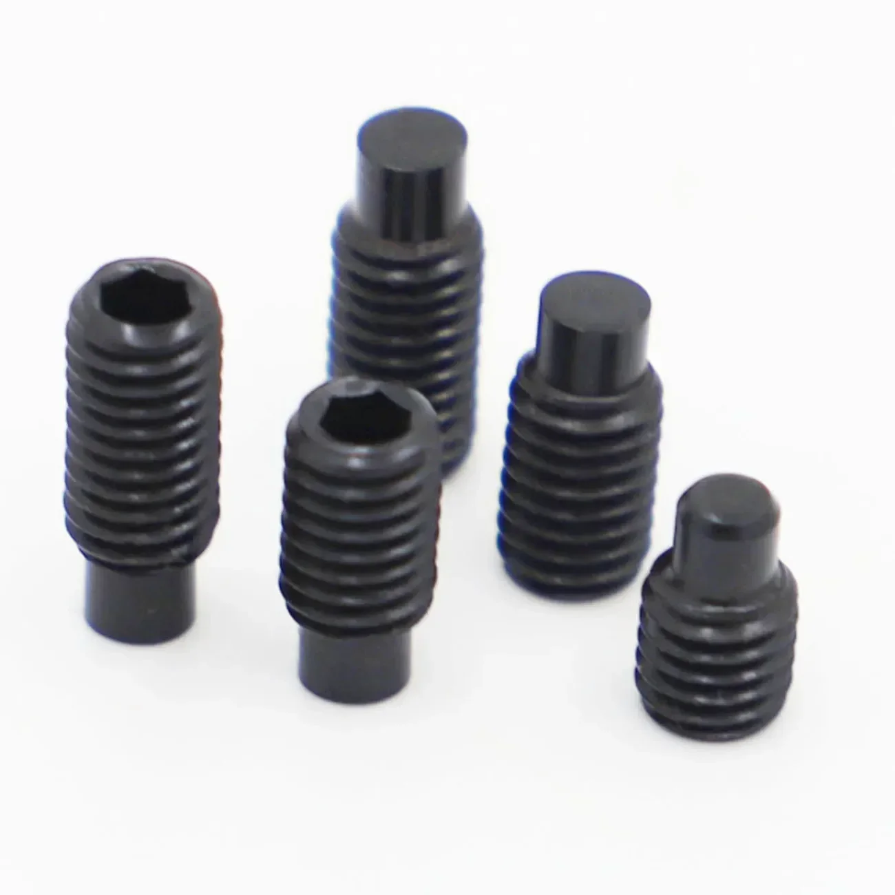 M2.5 M3 M4 M5 M6 M8 M10 M12 M14 M16 Black 12.9 Steel DIN915 Hex Socket Set Screw with Dog Point Grub Convex End Bolts Screws