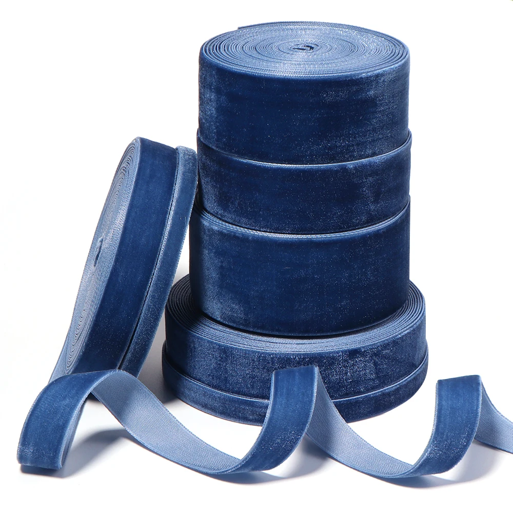 10yards/lot 6/10/15/20/25/32/38mm Deep Blue Single Face Flocking Ribbons For DIY Bouquet Gifts Wrapping Wedding Party Decoration