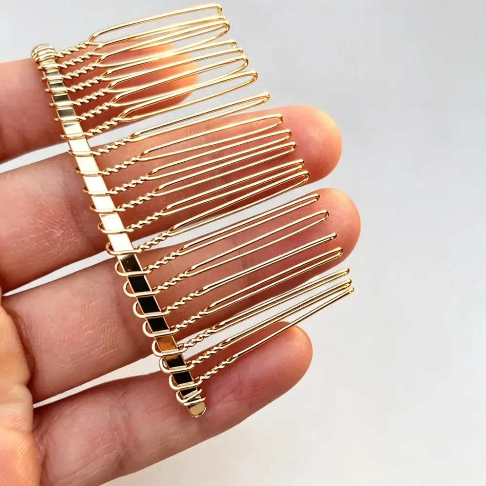 5pcs Gold Silver Black Wire Headband Bride Hair Comb Korean Simple Crown Hairpin 10/15/20/30 Teeth