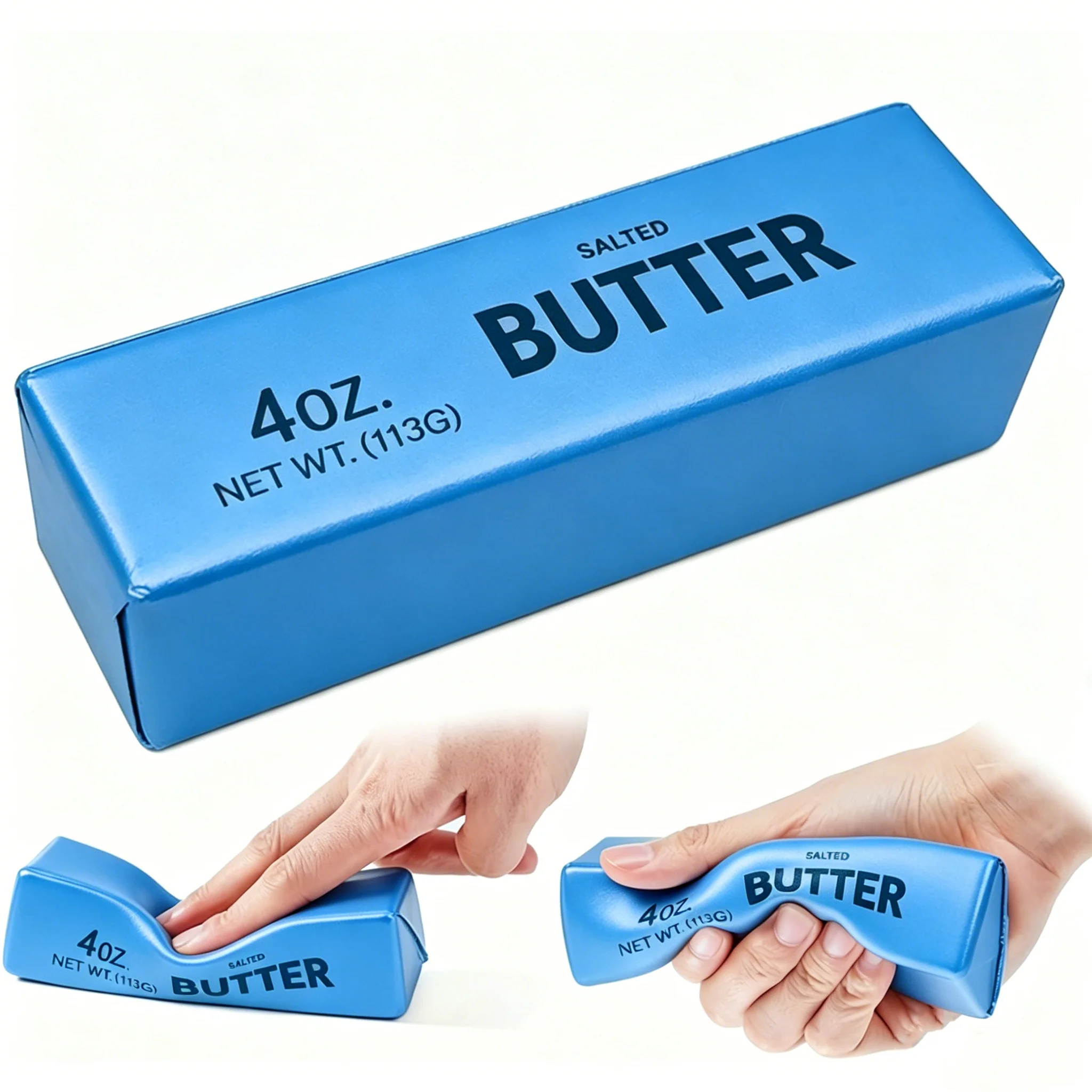 Neuer Weicher Langsam Zurückfedernder Butter-Stick Realistisches Silikon-Quetsch-Stressabbau-Gadget Schreibtisch-Büro-Accessoire Lustiges Anti-Angst-Geschenk