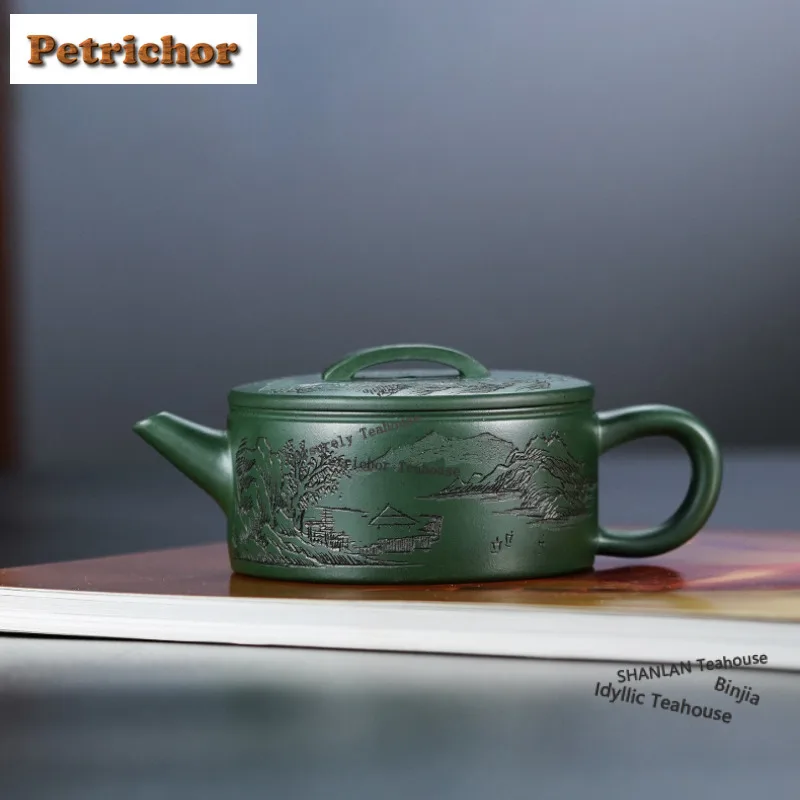 

160ml Vintage Yixing Purple Clay Teapots Handmade Han Tile Pot Raw Ore Green Mud Kettle With Strainer Chinese Zisha Teaset Gift