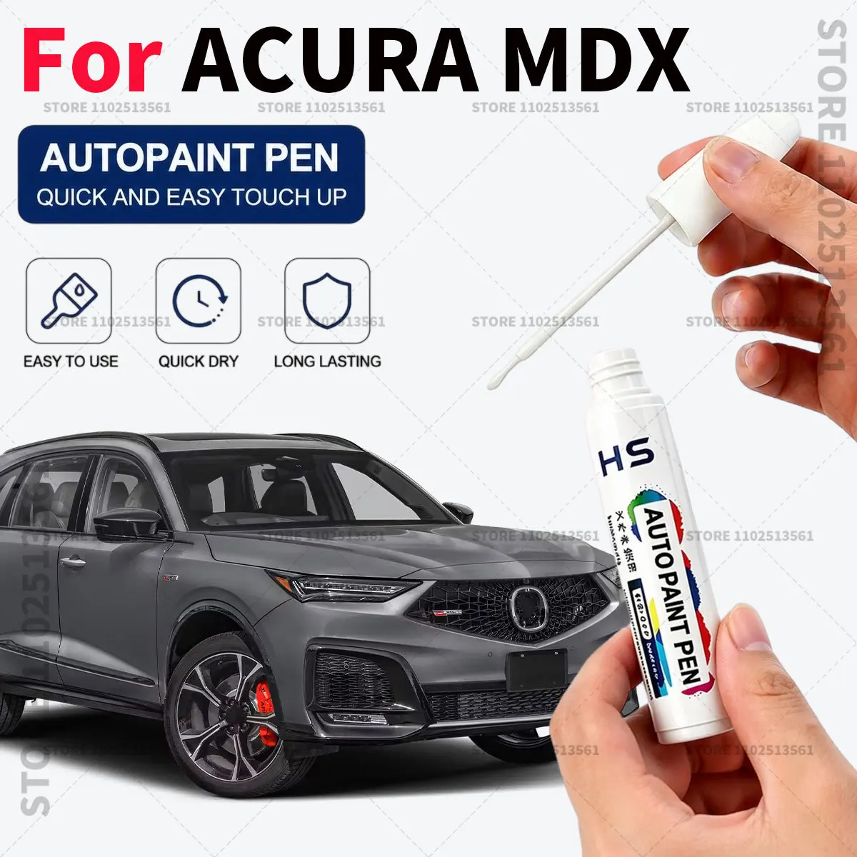 For ACURA MDX Platinum White Pearl Apex Blue Performance Red Blue Touch Up Paint Pen Quick Repair Car Scratch Chip Paint Brush