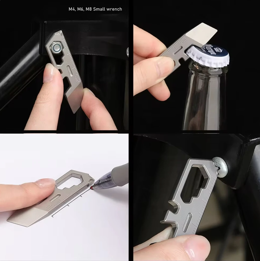 Mini Titanium Alloy Crowbar Creative Necklace Pendant Keychain Pendant Accessory EDC Multi-function Delivery Tool Bottle Opener