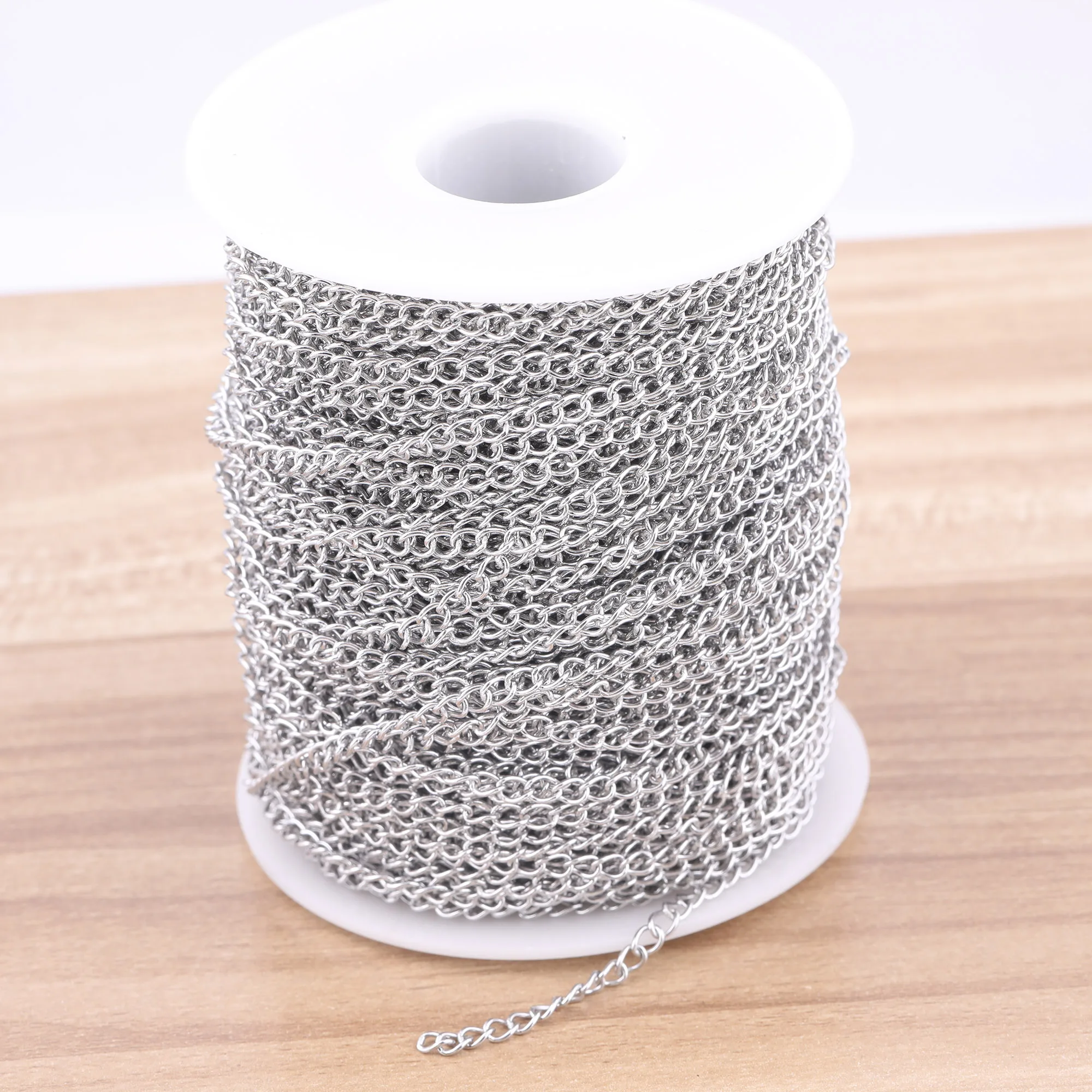 

10meters Stainless Steel Necklace Extender Tail Chain Roll Diy Link Chains For Bracelets Jewelry Making Supplies 3x4mm