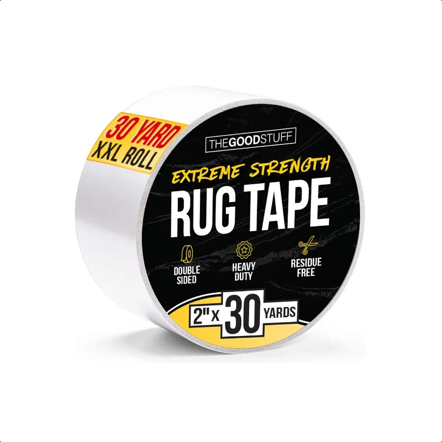 

The Good Stuff Double Sided Rug Tape [2 Inch x 30 yd] Secure Area Rugs to Carpets Laminate and Hardwood Floors Easy to Remove a