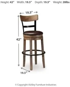 30 Modern Swivel Pub Height Barstool, Light Brown