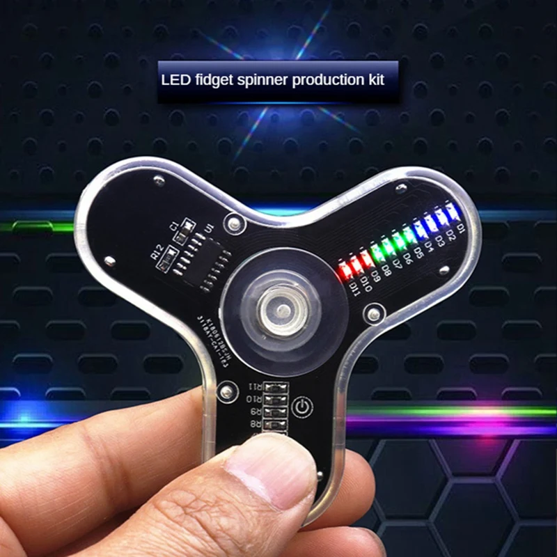 Electronic DIY Kit LED Fingertip Gyro Manufacture DIY Soldering Kit Colorful Diode Electronic Training Set SMD Welding