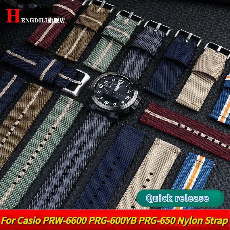 24mm For Casio PRW-6600 PRG-600YB PRG-650 GA2000 Wristwatch Band Quick release Nylon Strap Men Sport Waterproof Canvas WatchBand