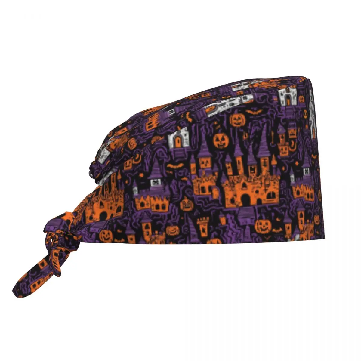 Custom Halloween Haunted Castle Pumpkin Scrubs Cap Surgical Hats Men Women Operating Room Cap Operator Hats Lab Works Hat