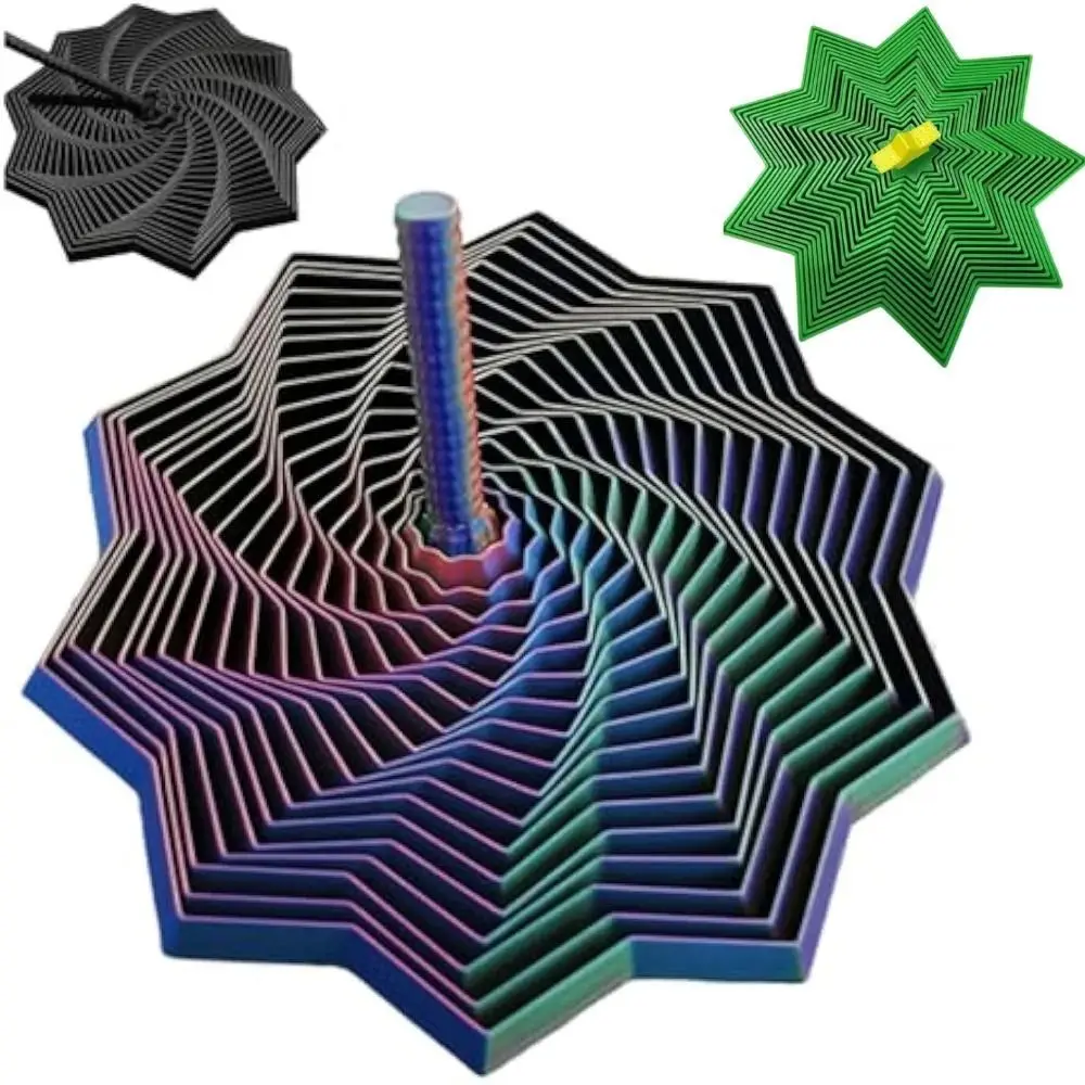 3D Printing Fractal Fidget Star Model Geometric Design S/M Visual Illusion Hexagon Expanded with Handles AntiAnxiety