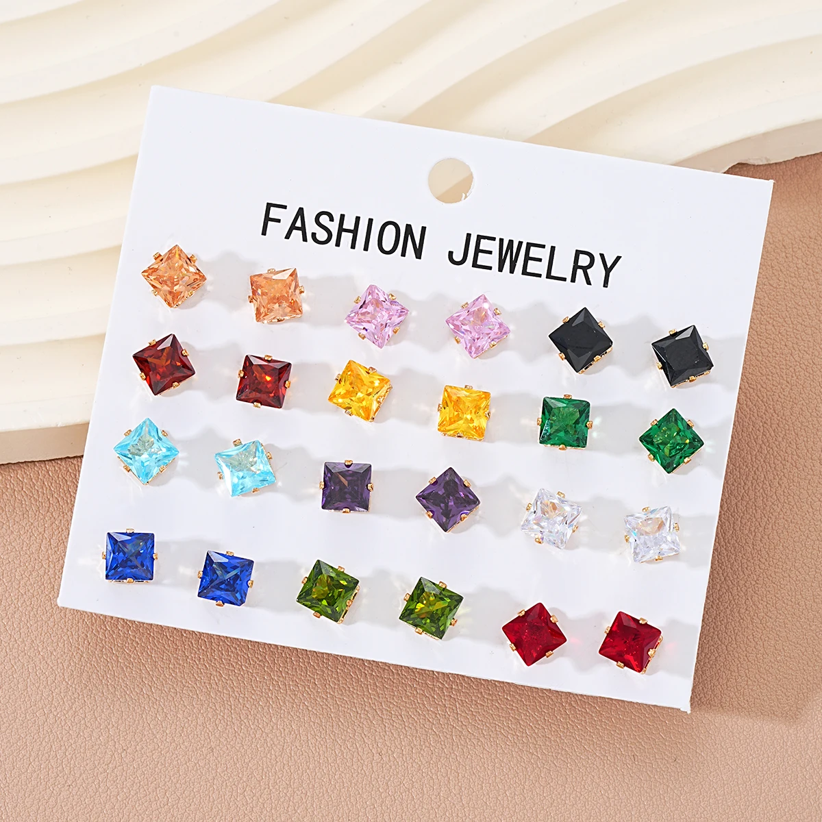 12 Pcs Colorful Shiny Wedding Stud Earrings Set for Women Men Cubic Zircon Jewelry Accessories Minimalist Earring Jewelry Gift