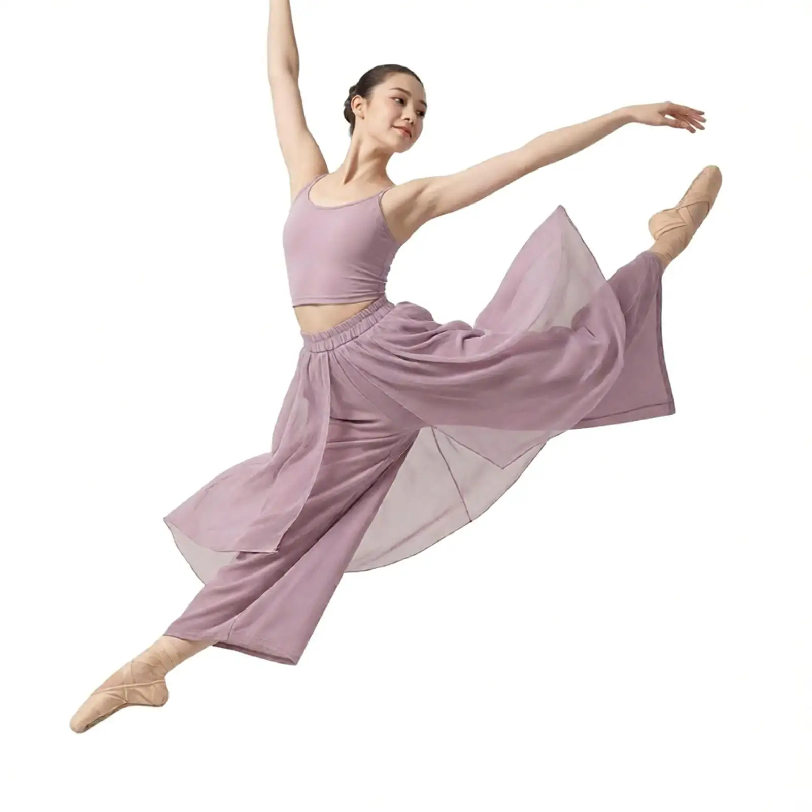 Women Classical Dance Skirt Pant Loose Wide Leg Trousers Irregular Chiffon Flowing Casual Performance Costume Practice Dancewear