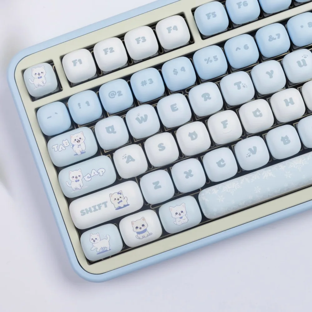 Blue Cat Keycaps 140 Keys PBT MOG Profile Thermal Sublimation Custom Keycap for Magnetic Keyboard Suit MU68 Fire68 98/99/104/108