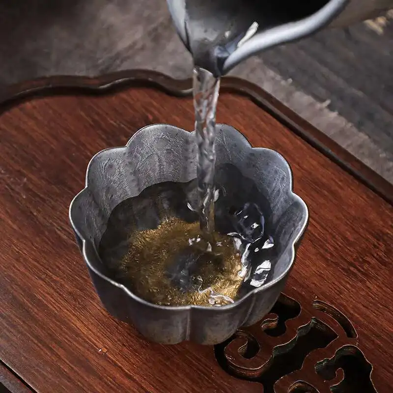 فنجان شاي صغير من الفخار الخشن، كوب رئيسي، طقم شاي كونغ فو منزلي فردي على الطراز الياباني من الحديد المطلي بالصدأ والسيراميك المزجج، شاي