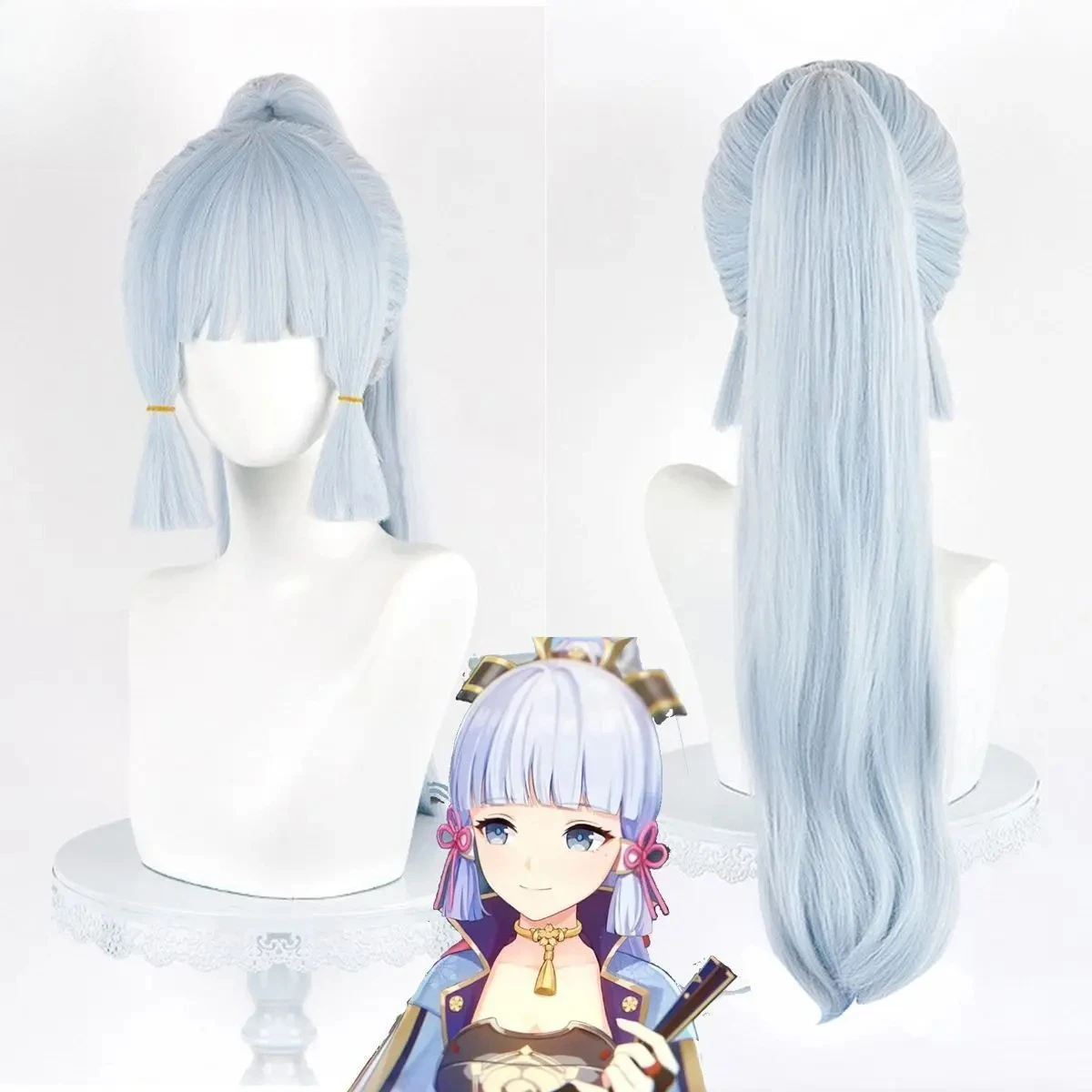 

The Original God Egret Shuanghua Shenli Linghua COS Wig Tiger Mouth Clip Light Gray Blue Shape No Need To Trim Long Hair