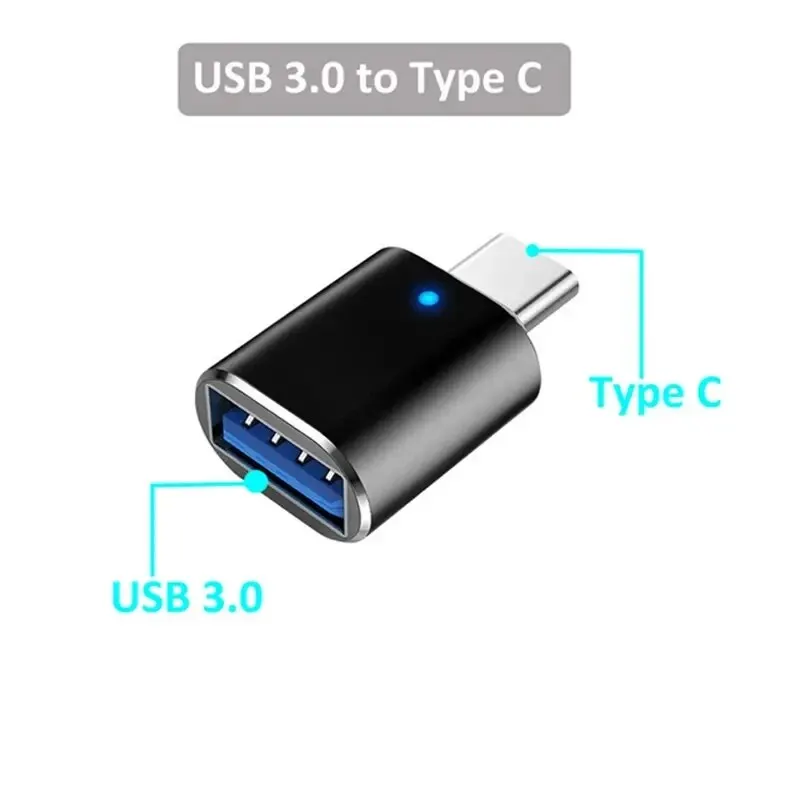NNBILI 1-5 قطعة USB 3.0 إلى نوع C محول LED OTG إلى USB C ذكر إلى USB موصل سالب لمحولات هواوي سامسونج Xiaomi POCO